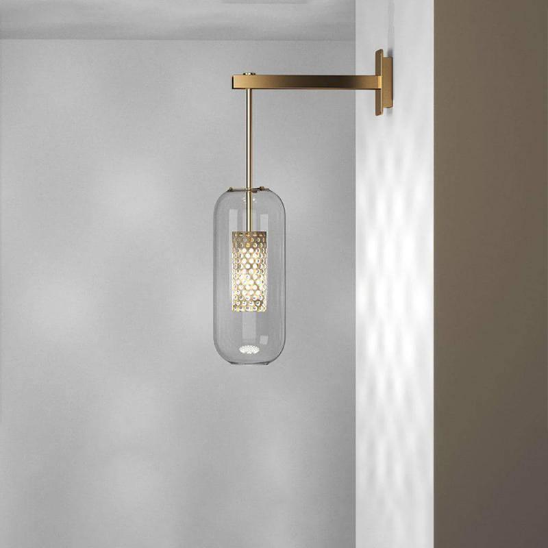 Modern Glass Accent Wall Sconce with Steel Finish 4