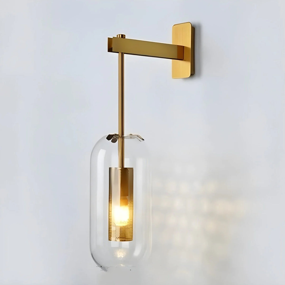 Clear Glass Metal Wall Sconce Cylindrical Shade Dimmable Copper Gold Finish Modern Living Room Bedroom Home Decor - Stack & Clear 3