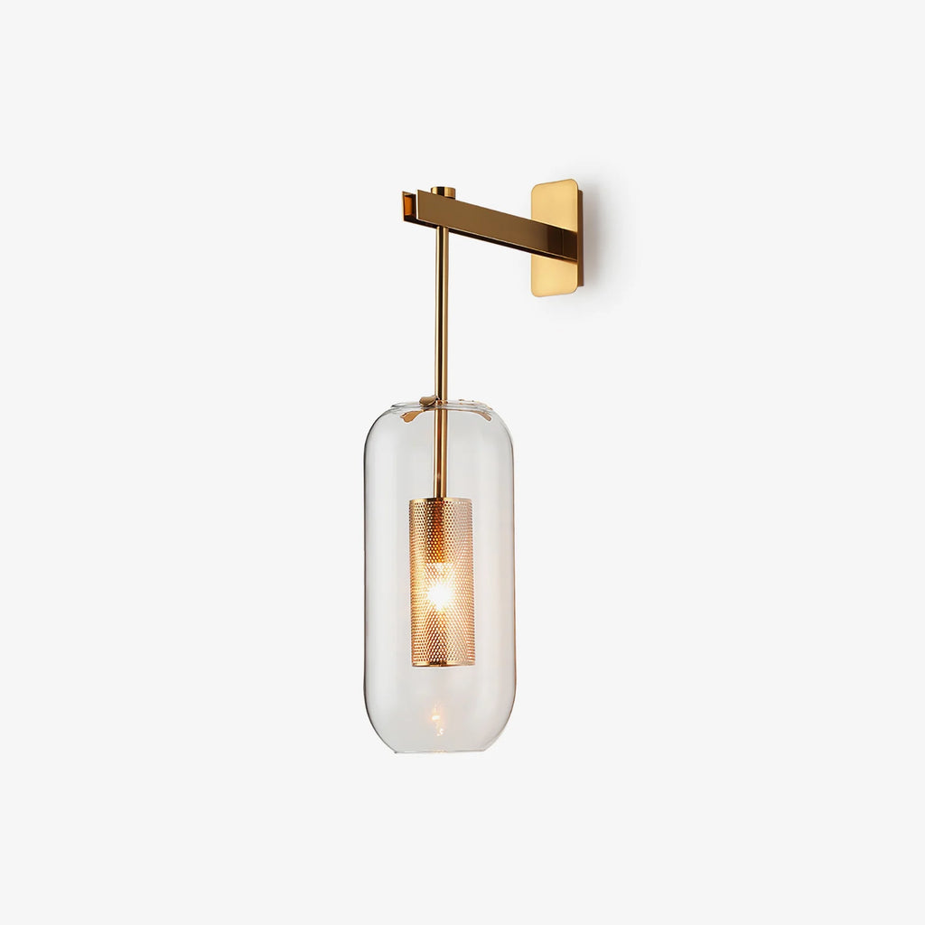 Clear Glass Metal Wall Sconce Cylindrical Shade Dimmable Copper Gold Finish Modern Living Room Bedroom Home Decor - Stack & Clear 4