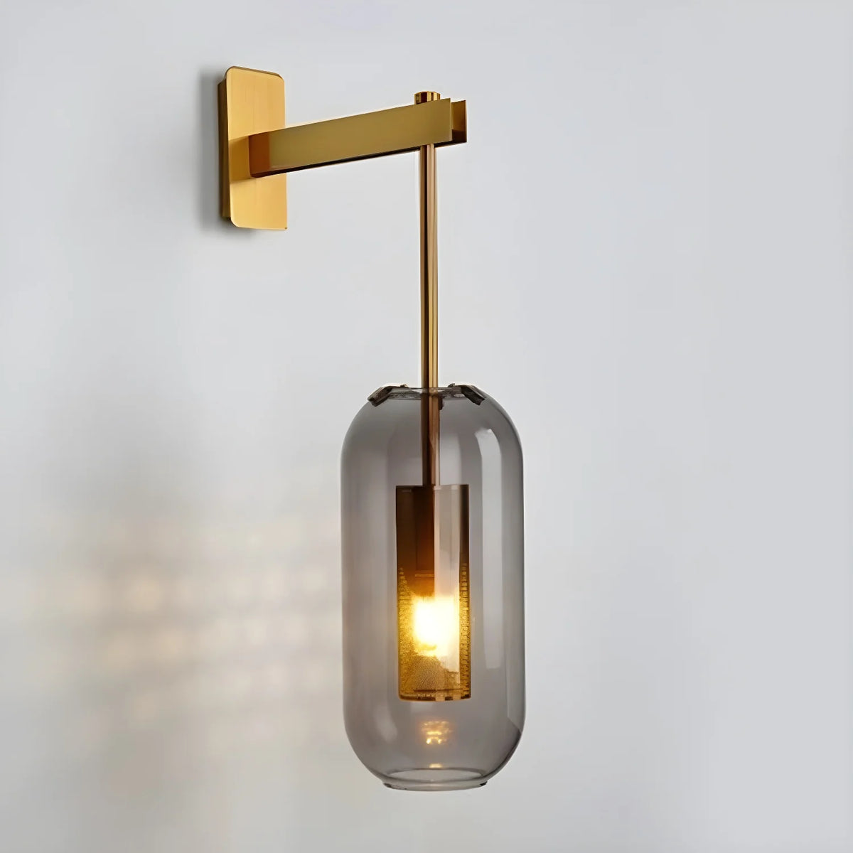 Clear Glass Metal Wall Sconce Cylindrical Shade Dimmable Copper Gold Finish Modern Living Room Bedroom Home Decor - Stack & Clear 13