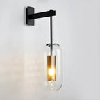 Clear Glass Metal Wall Sconce Cylindrical Shade Dimmable Copper Gold Finish Modern Living Room Bedroom Home Decor - Stack & Clear 14