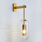 Clear Glass Metal Wall Sconce Cylindrical Shade Dimmable Copper Gold Finish Modern Living Room Bedroom Home Decor - Stack & Clear 16