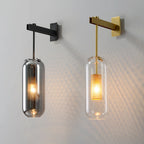 Clear Glass Metal Wall Sconce Cylindrical Shade Dimmable Copper Gold Finish Modern Living Room Bedroom Home Decor - Stack & Clear 5