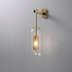 Clear Glass Metal Wall Sconce Cylindrical Shade Dimmable Copper Gold Finish Modern Living Room Bedroom Home Decor - Stack & Clear 6