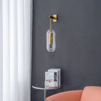 Clear Glass Metal Wall Sconce Cylindrical Shade Dimmable Copper Gold Finish Modern Living Room Bedroom Home Decor - Stack & Clear 9