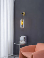 Clear Glass Metal Wall Sconce Cylindrical Shade Dimmable Copper Gold Finish Modern Living Room Bedroom Home Decor - Stack & Clear 11