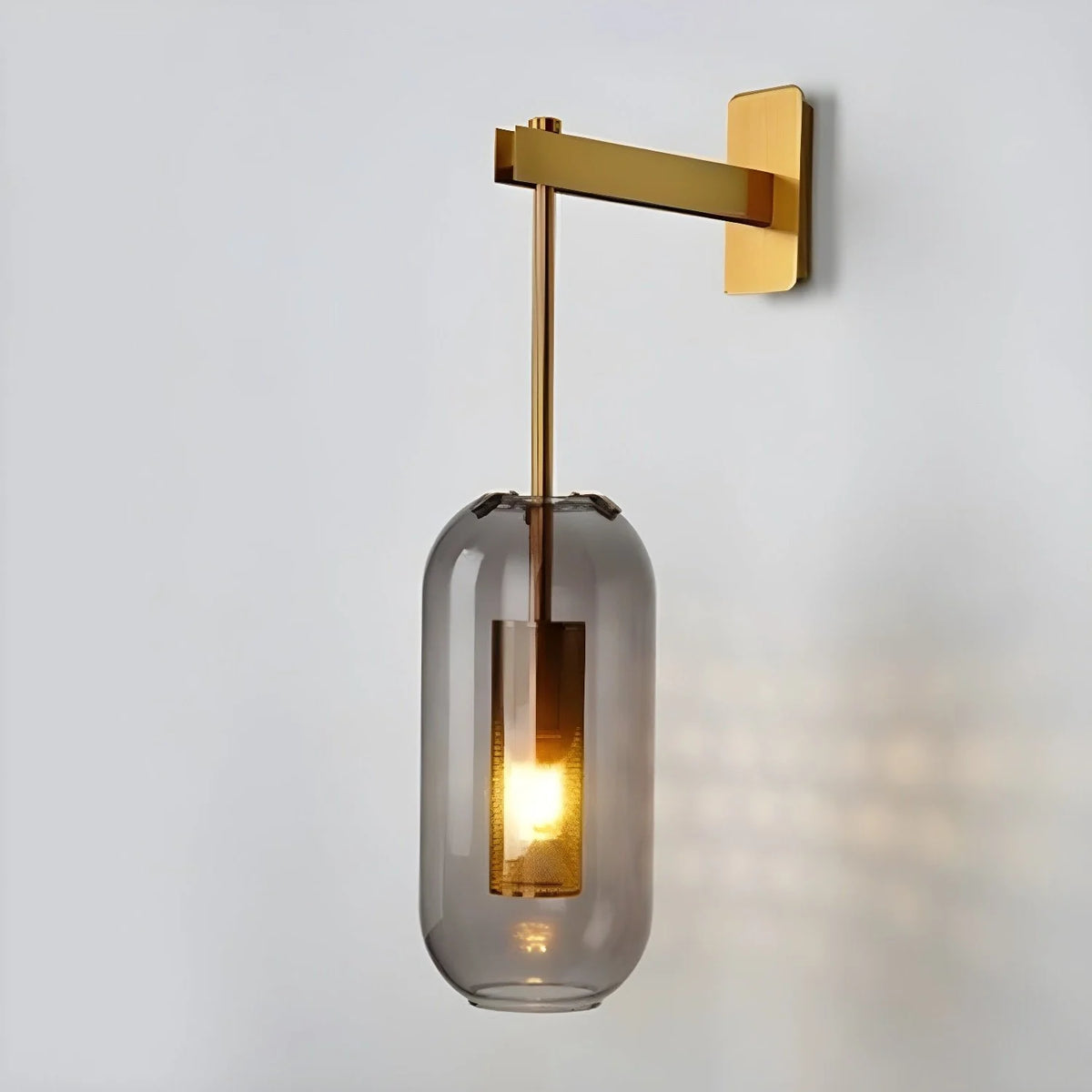 Clear Glass Metal Wall Sconce Cylindrical Shade Dimmable Copper Gold Finish Modern Living Room Bedroom Home Decor - Stack & Clear 12