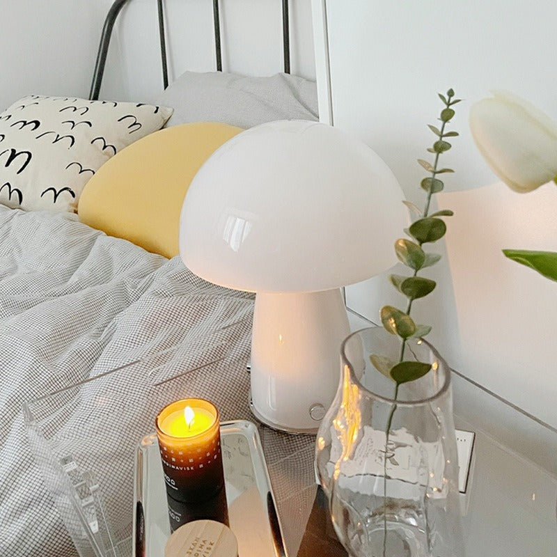 Modern Glass Mushroom Table Lamp with LED Light – Elegant Bedside or Desk Lamp for Home and Office Decor 3