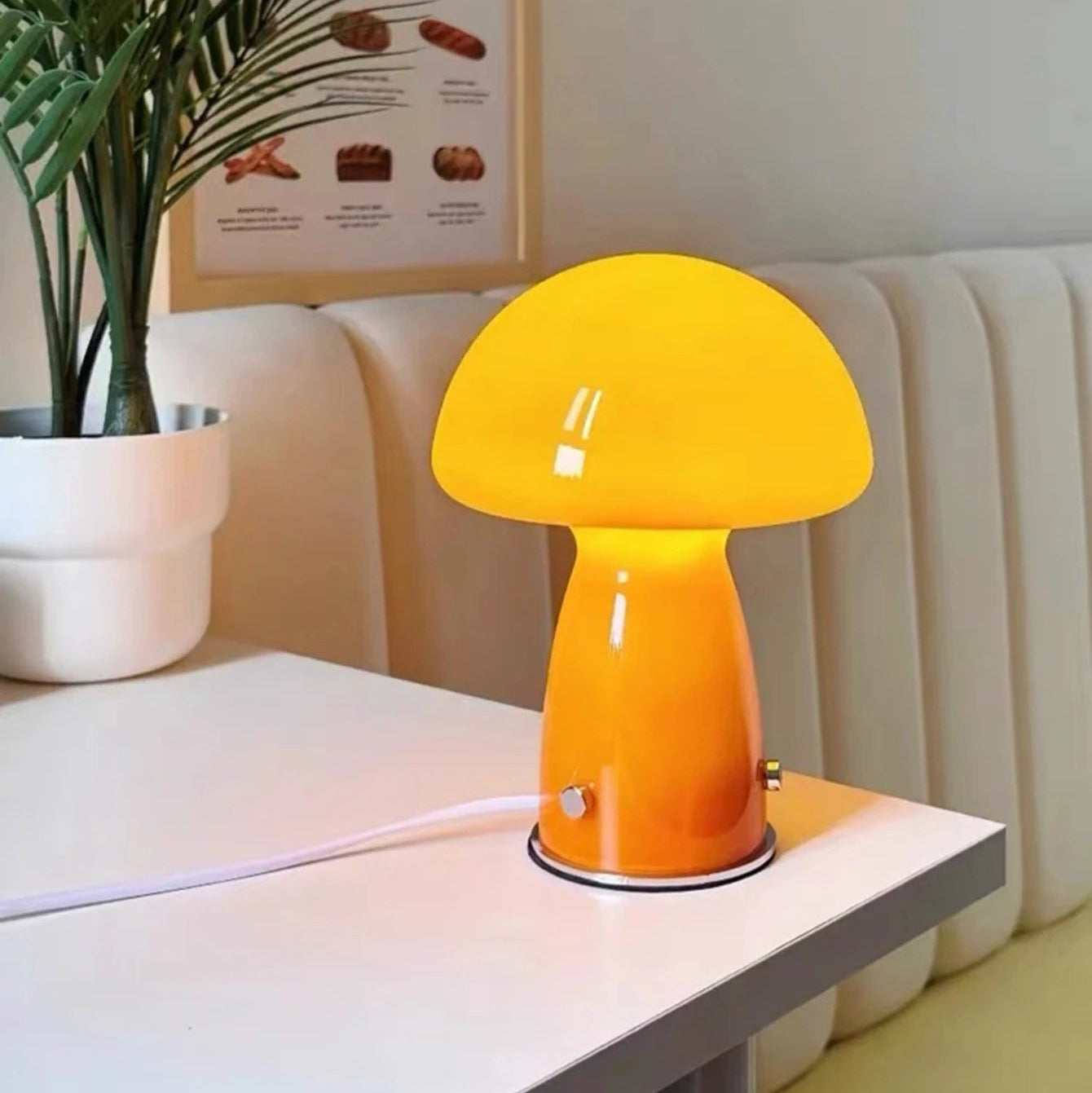 Modern Glass Mushroom Table Lamp with LED Light – Elegant Bedside or Desk Lamp for Home and Office Decor 8