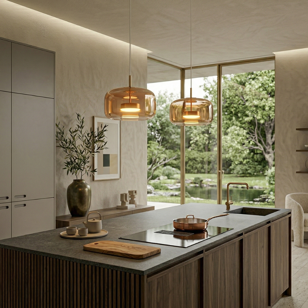 Modern Glass Pendant Light with Adjustable Cord – Black Hanging Lights for Kitchen 71