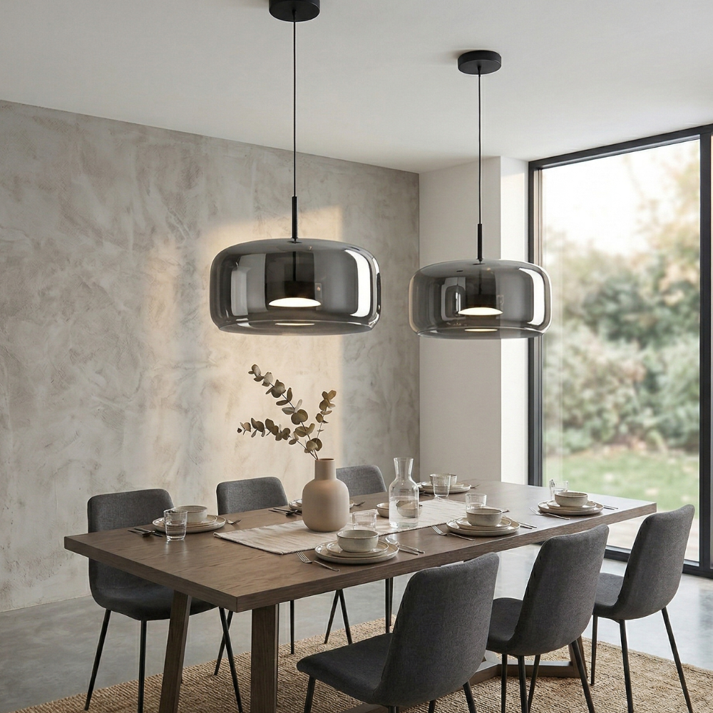 Modern Glass Pendant Light with Adjustable Cord – Black Hanging Lights for Kitchen 98
