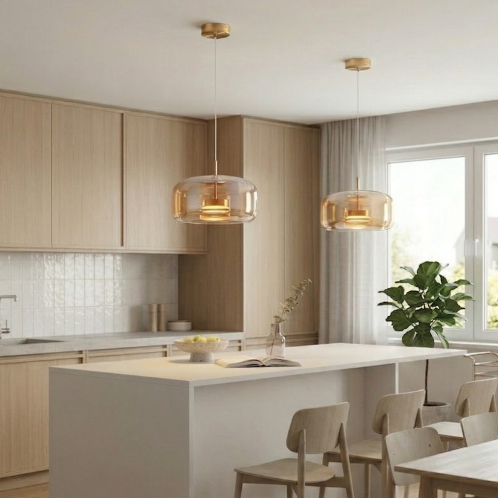 Modern Glass Pendant Light with Adjustable Cord – Black Hanging Lights for Kitchen 99