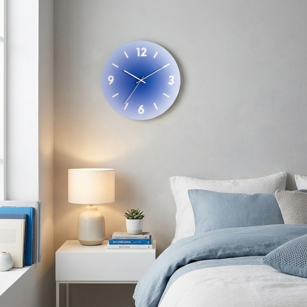 Modern Glass Wall Clock – 30 cm Diameter, Silent Quartz Mechanism for Home Decor