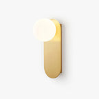 White Glass Globe LED Wall Sconce Spherical Shade Brass Finish Modern Living Room Hallway Home Decor - Stack & Clear 4