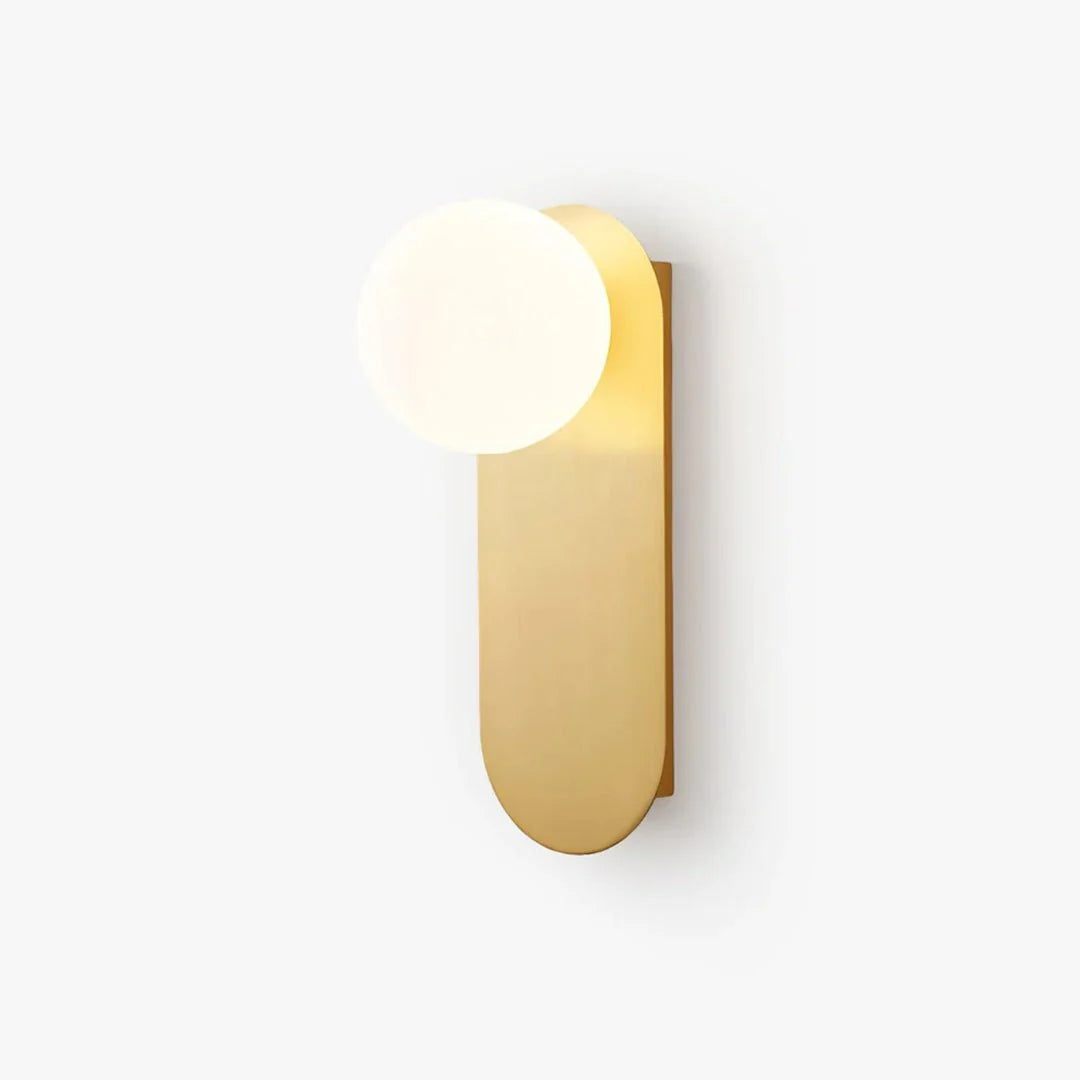 White Glass Globe LED Wall Sconce Spherical Shade Brass Finish Modern Living Room Hallway Home Decor - Stack & Clear 4