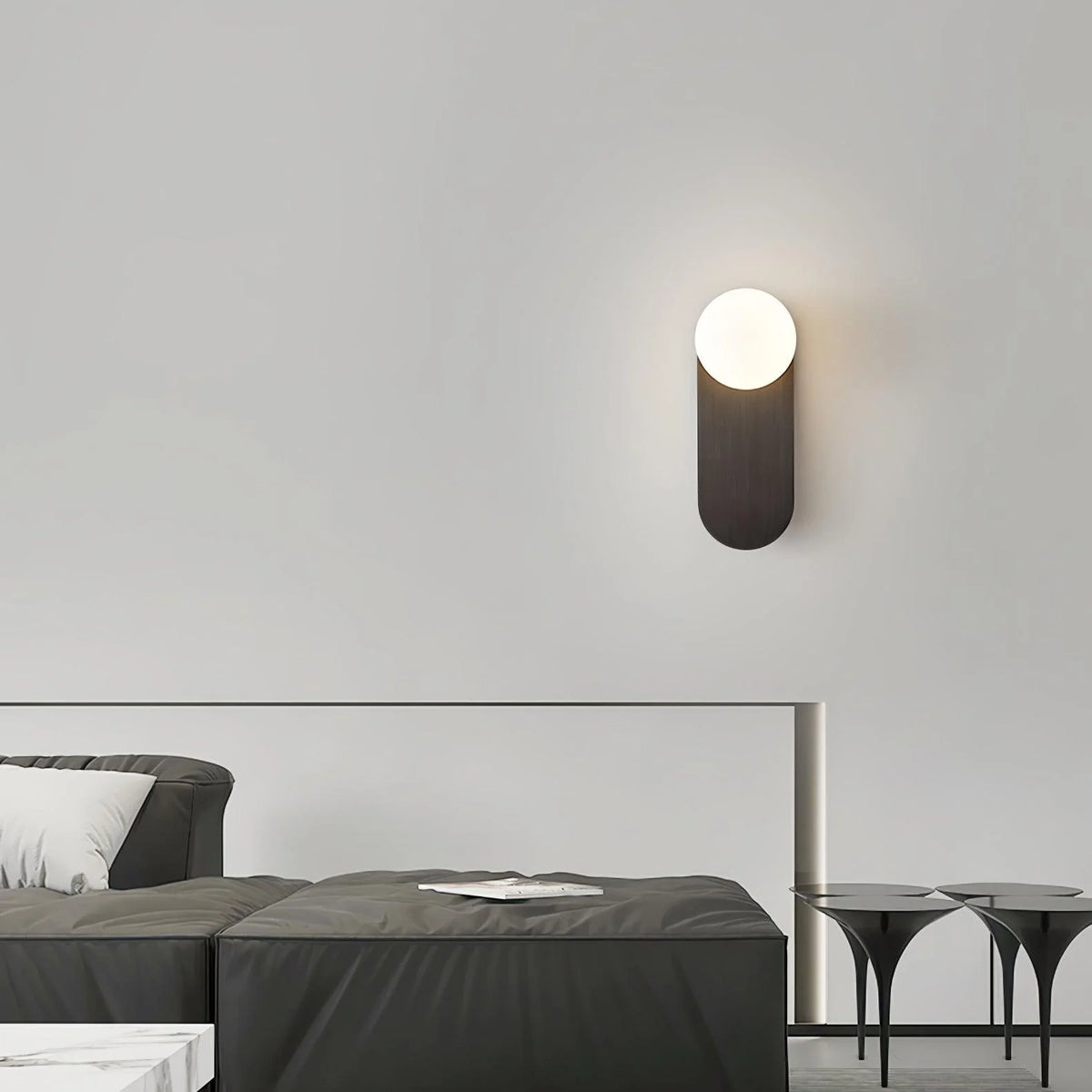 White Glass Globe LED Wall Sconce Spherical Shade Brass Finish Modern Living Room Hallway Home Decor - Stack & Clear 7