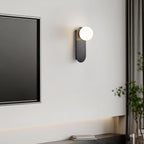 White Glass Globe LED Wall Sconce Spherical Shade Brass Finish Modern Living Room Hallway Home Decor - Stack & Clear 9