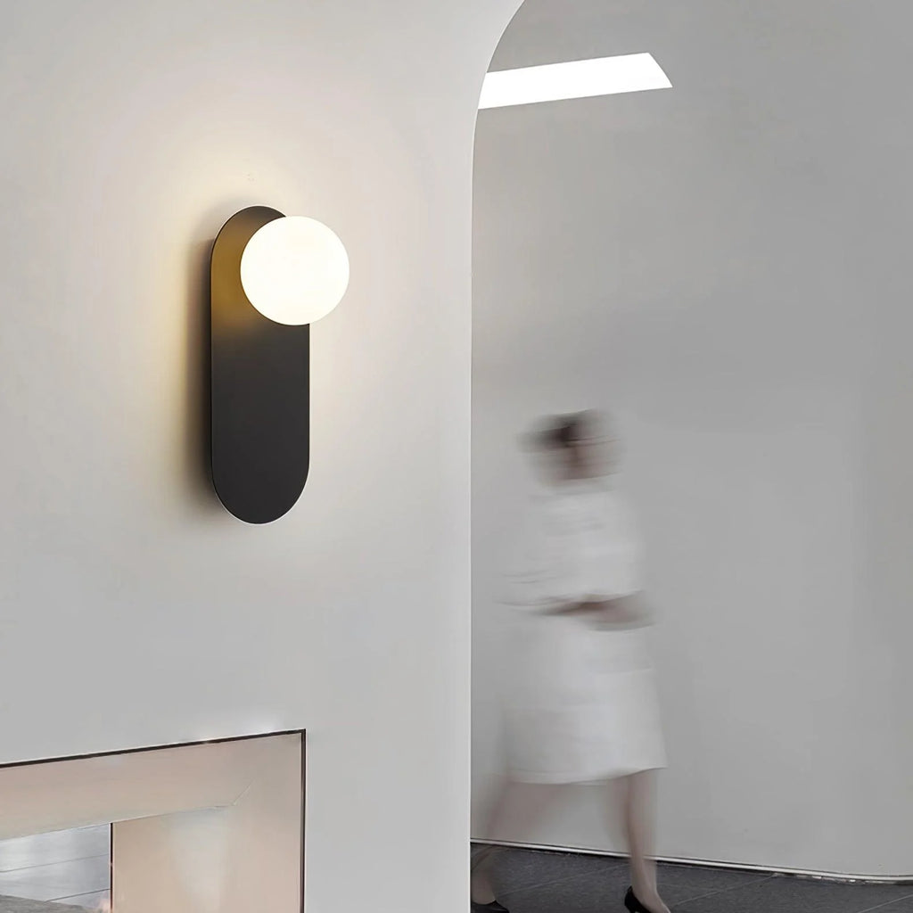 White Glass Globe LED Wall Sconce Spherical Shade Brass Finish Modern Living Room Hallway Home Decor - Stack & Clear 11
