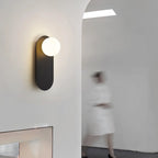 White Glass Globe LED Wall Sconce Spherical Shade Brass Finish Modern Living Room Hallway Home Decor - Stack & Clear 11