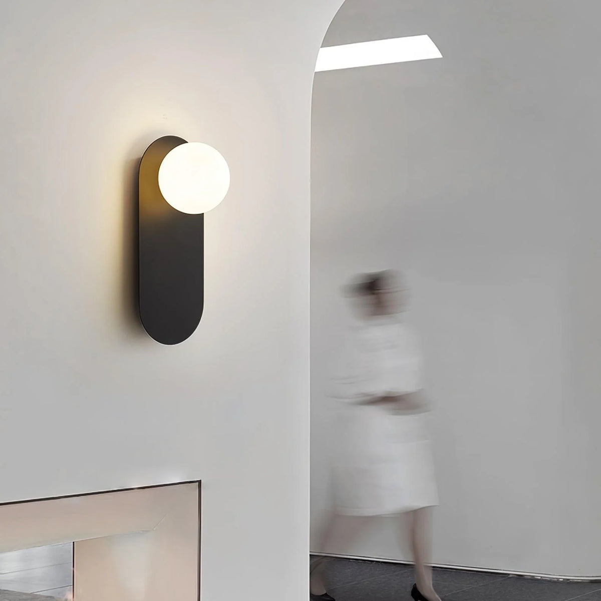 White Glass Globe LED Wall Sconce Spherical Shade Brass Finish Modern Living Room Hallway Home Decor - Stack & Clear 11