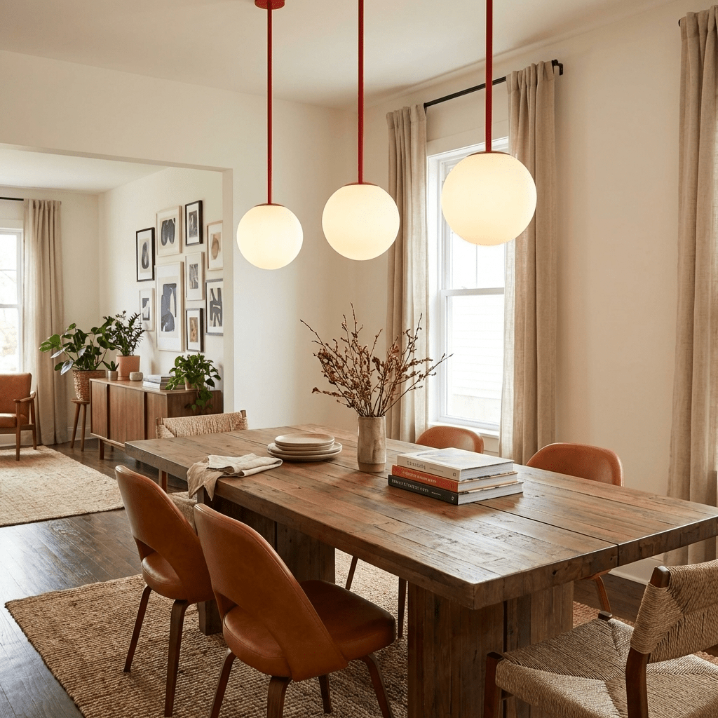 Modern Globe Pendant Light Matte Black Stem Opal White Glass Ball 5