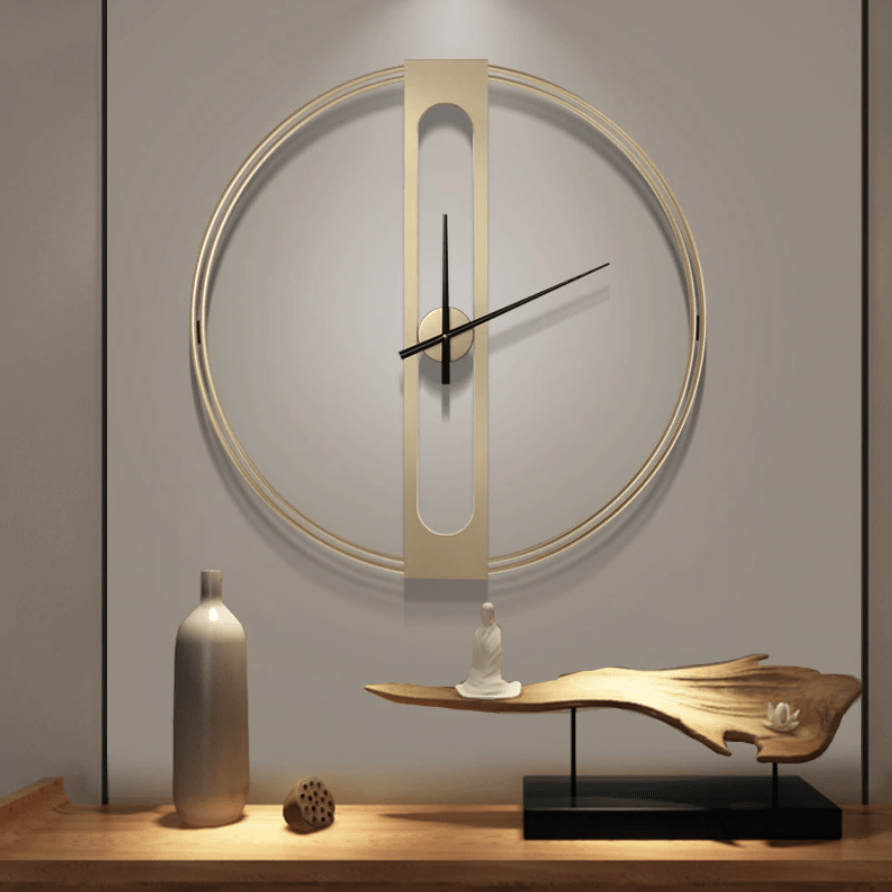 Modern Gold Wall Clock with Black Metal Hands – Minimalist Wall Clock Decor 0