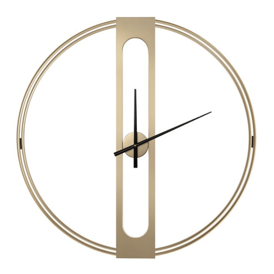 Modern Gold Wall Clock with Black Metal Hands – Minimalist Wall Clock Decor 1