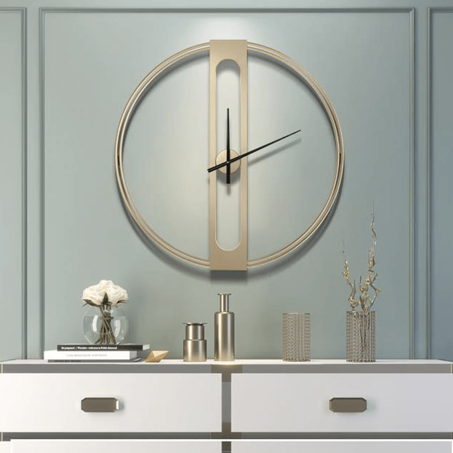 Modern Gold Wall Clock with Black Metal Hands – Minimalist Wall Clock Decor 2
