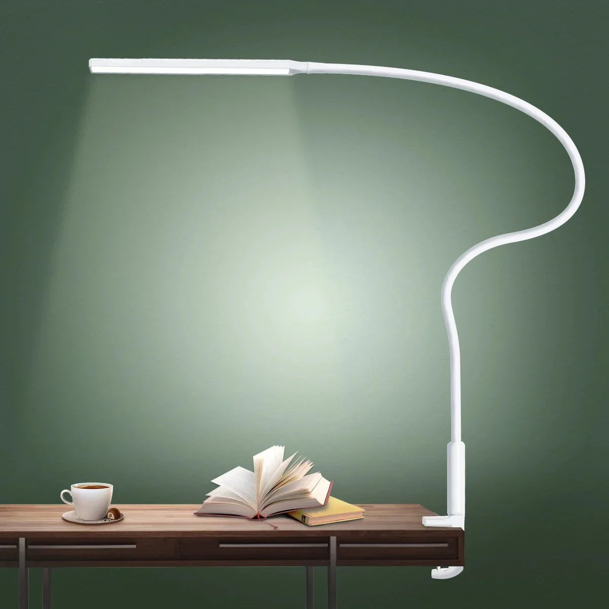 Modern Gooseneck Desk Lamp with USB Power - Silver 0