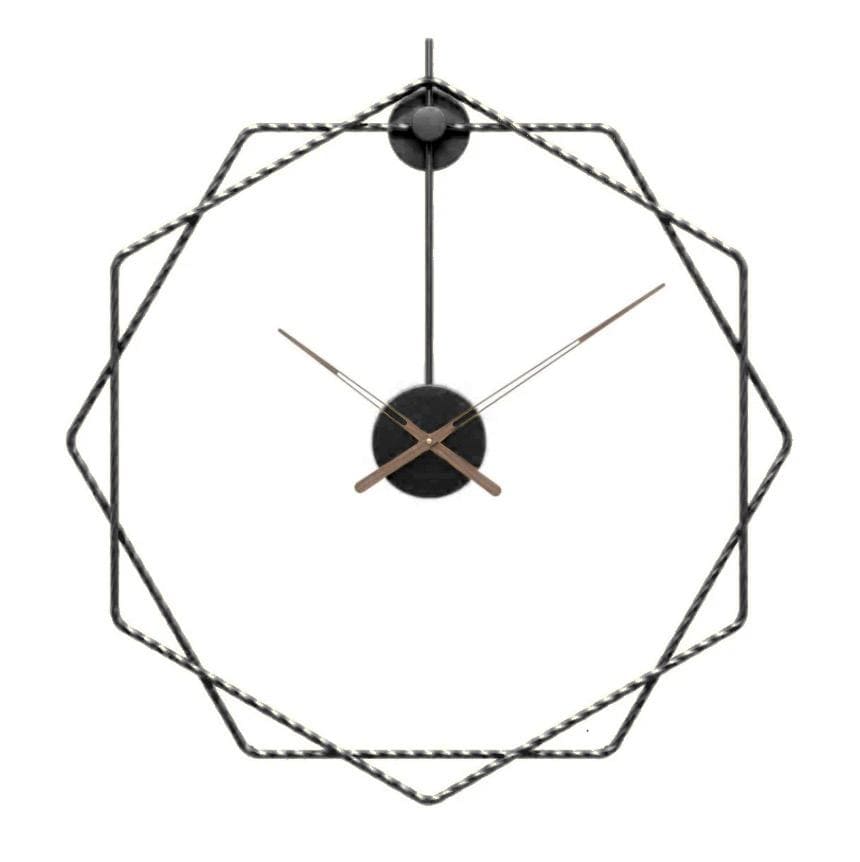 Modern Hexagon Wall Clock Decor with Metal Finish – Abstract Design in Gold 0