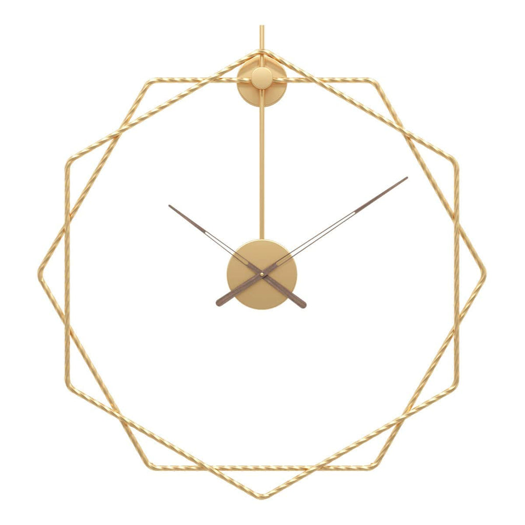 Modern Hexagon Wall Clock Decor with Metal Finish – Abstract Design in Gold 1