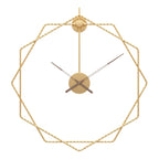 Modern Hexagon Wall Clock Decor with Metal Finish – Abstract Design in Gold 1