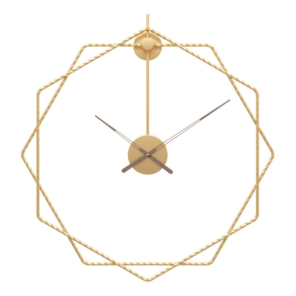 Modern Hexagon Wall Clock Decor with Metal Finish – Abstract Design in Gold 1