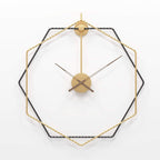 Modern Hexagon Wall Clock Decor with Metal Finish – Abstract Design in Gold 2