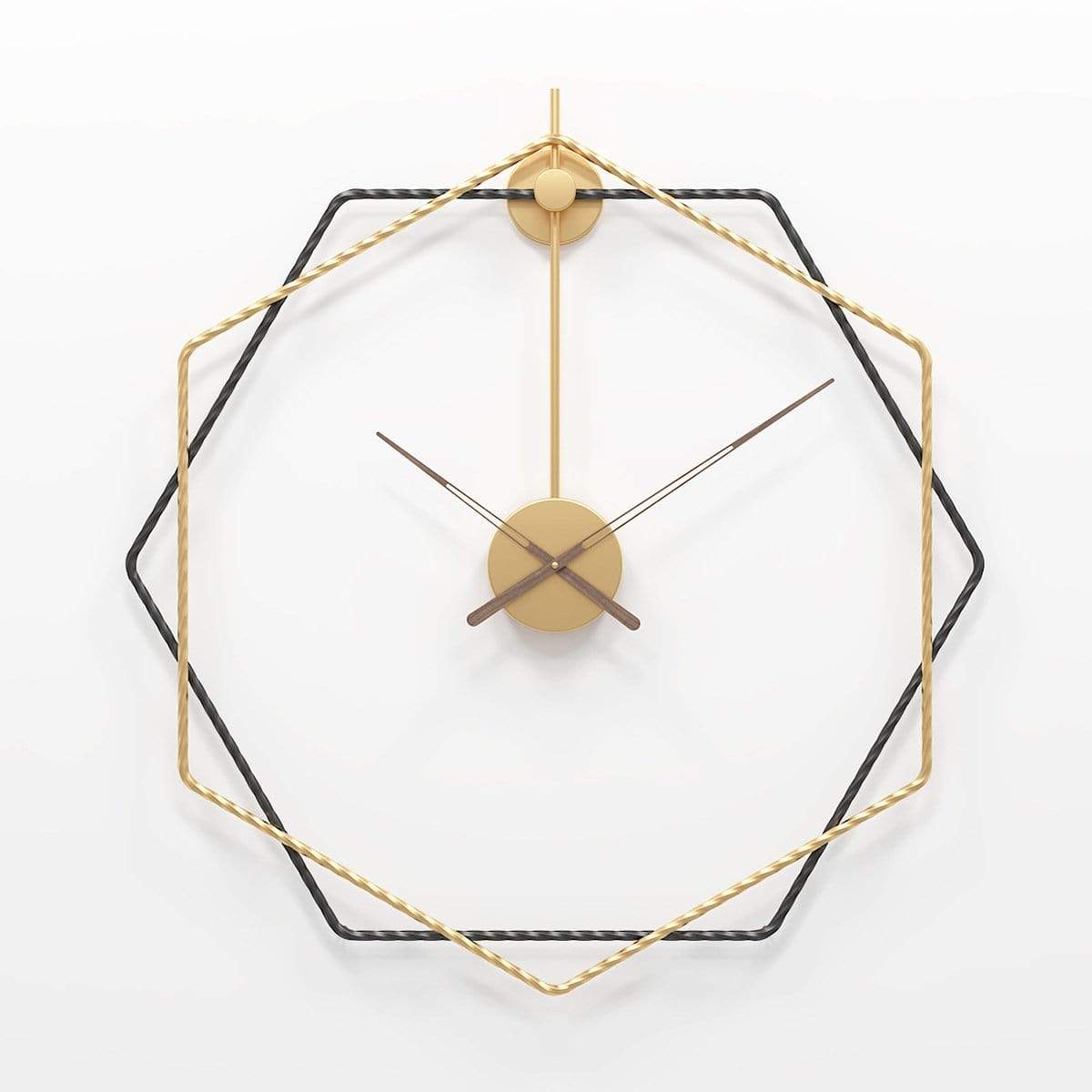 Modern Hexagon Wall Clock Decor with Metal Finish – Abstract Design in Gold 2