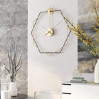 Modern Hexagon Wall Clock Decor with Metal Finish – Abstract Design in Gold 5