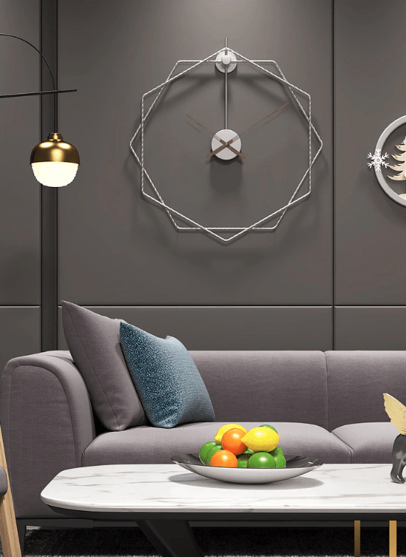 Modern Hexagon Wall Clock Decor with Metal Finish – Abstract Design in Gold 7