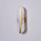 White Alabaster Brass LED Wall Sconce Oval Shade Gold Accent Modern Living Room Bedroom Home Decor - Stack & Clear 3
