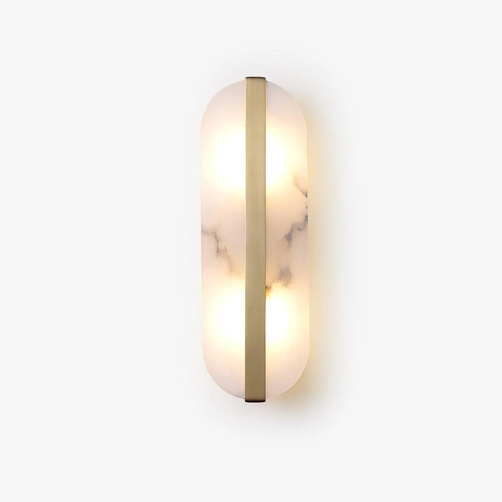 White Alabaster Brass LED Wall Sconce Oval Shade Gold Accent Modern Living Room Bedroom Home Decor - Stack & Clear 4