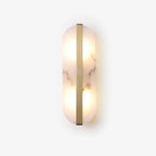 White Alabaster Brass LED Wall Sconce Oval Shade Gold Accent Modern Living Room Bedroom Home Decor - Stack & Clear 4