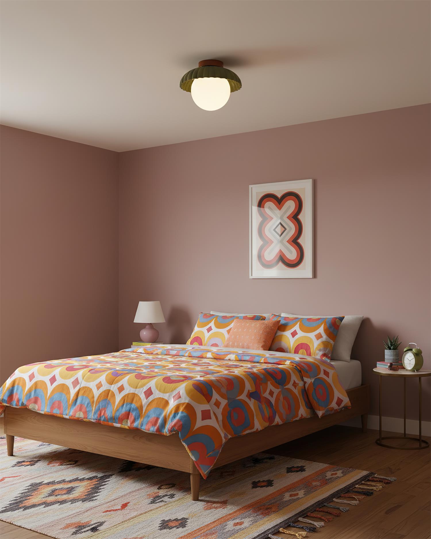 Modern LED Ceiling Light Fixture in Green and Beige - Adjustable Design for Indoor Use 6