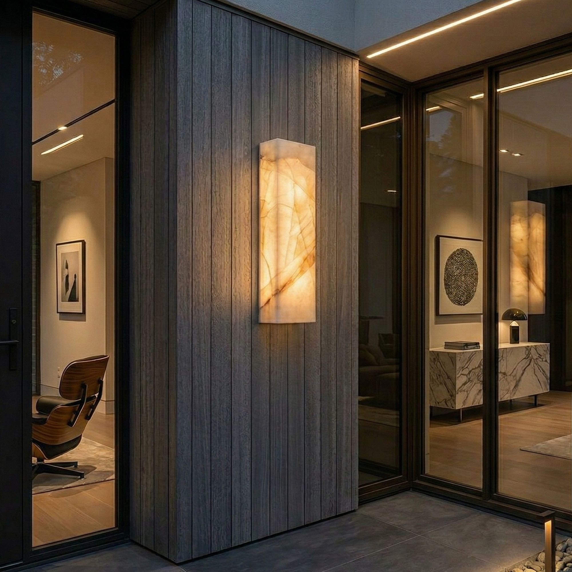 Modern LED Outdoor Wall Light Natural Stone Waterproof 99