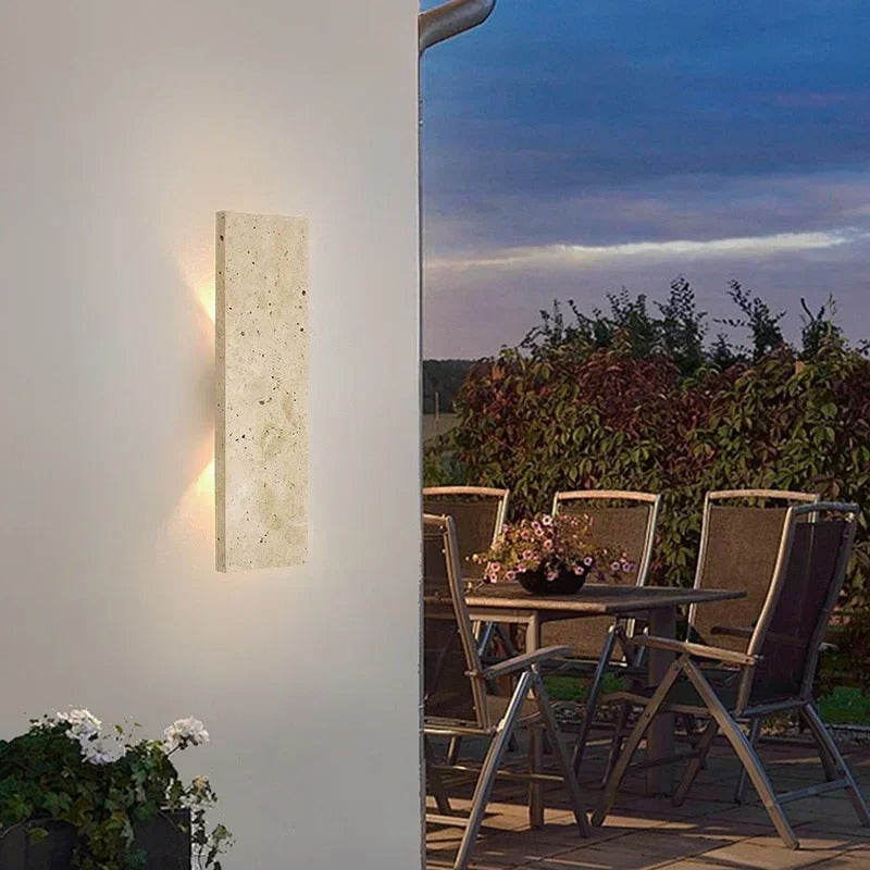 Modern LED Outdoor Wall Sconce with Natural Stone Design – Waterproof and Dimmable 1