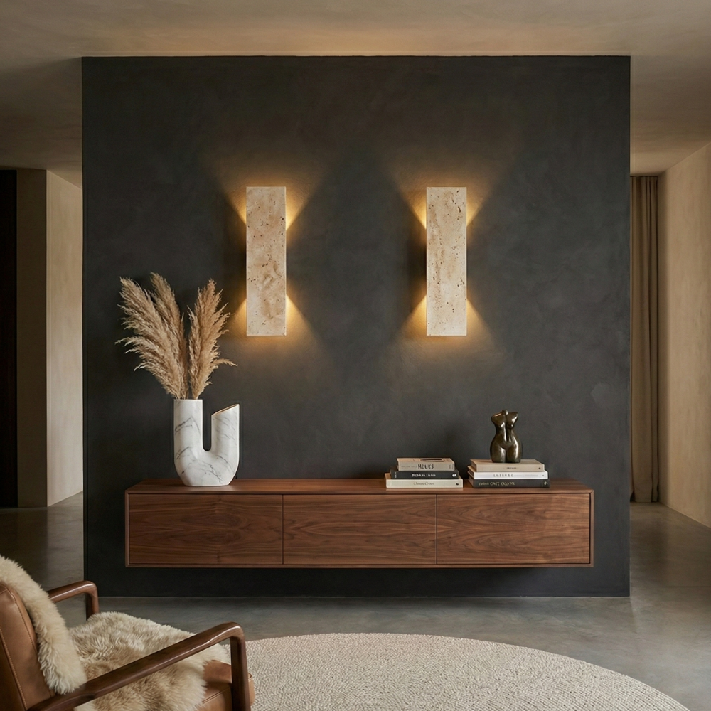 Modern LED Outdoor Wall Sconce with Natural Stone Design – Waterproof and Dimmable 12