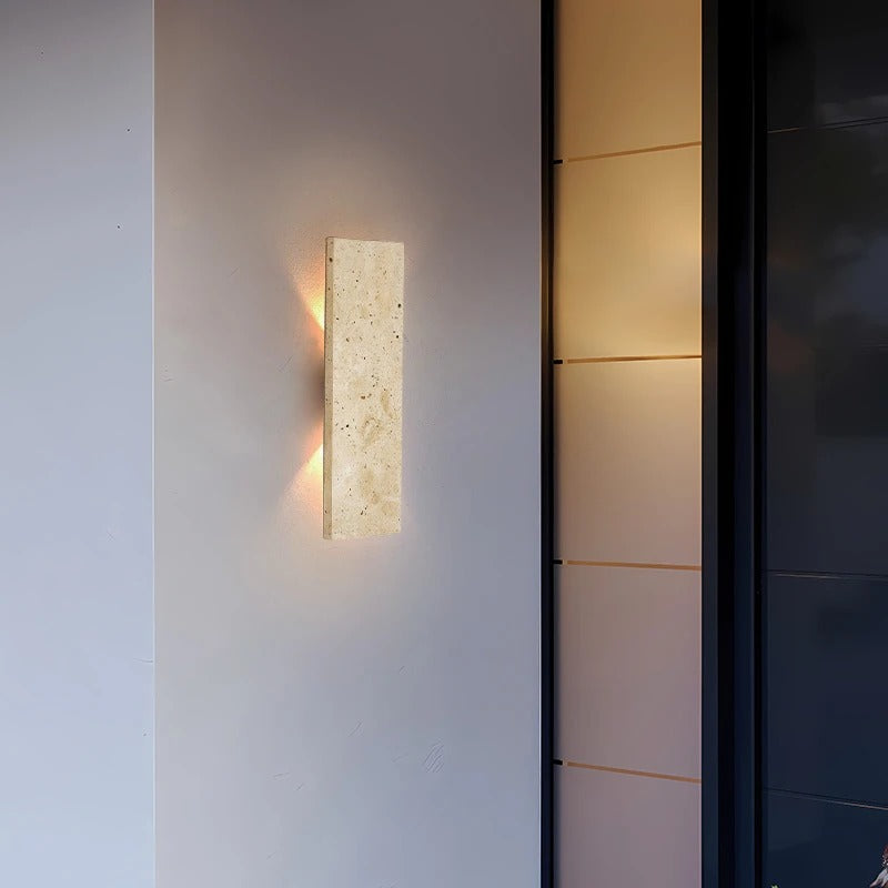 Modern LED Outdoor Wall Sconce with Natural Stone Design – Waterproof and Dimmable 3