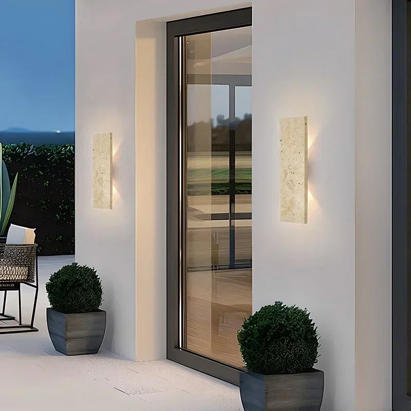 Modern LED Outdoor Wall Sconce with Natural Stone Design – Waterproof and Dimmable 4