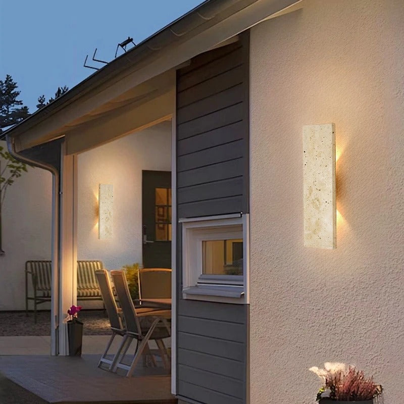 Modern LED Outdoor Wall Sconce with Natural Stone Design – Waterproof and Dimmable 5