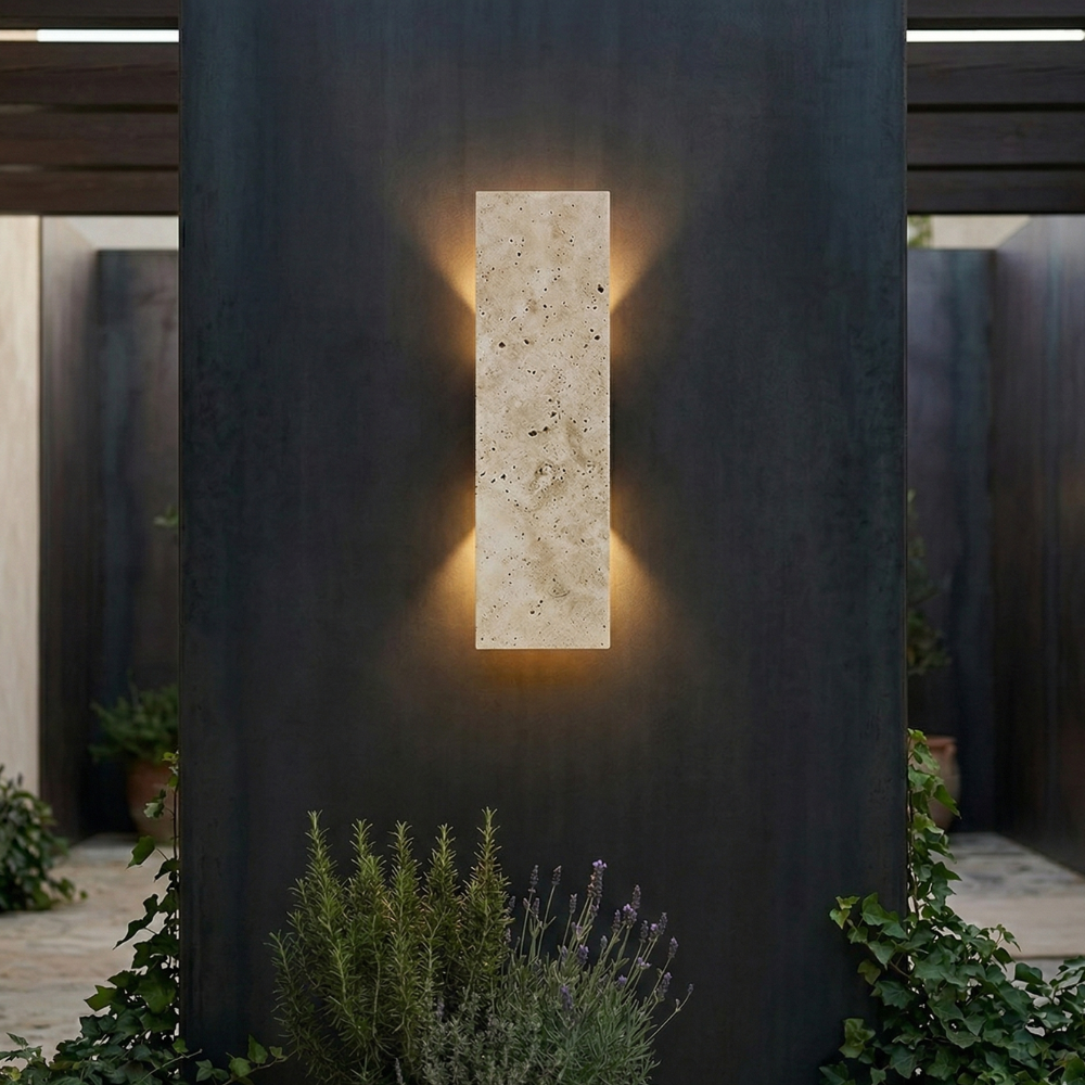 Modern LED Outdoor Wall Sconce with Natural Stone Design – Waterproof and Dimmable 70