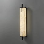 White Alabaster LED Wall Sconce Vertical Slab Brass Copper Finish Modern Living Room Hallway Home Decor - Stack & Clear 13