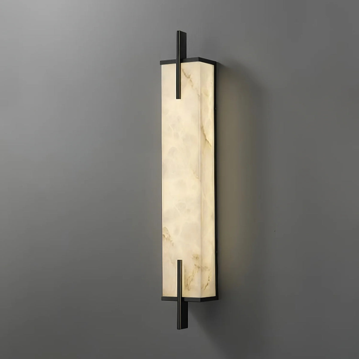 White Alabaster LED Wall Sconce Vertical Slab Brass Copper Finish Modern Living Room Hallway Home Decor - Stack & Clear 13